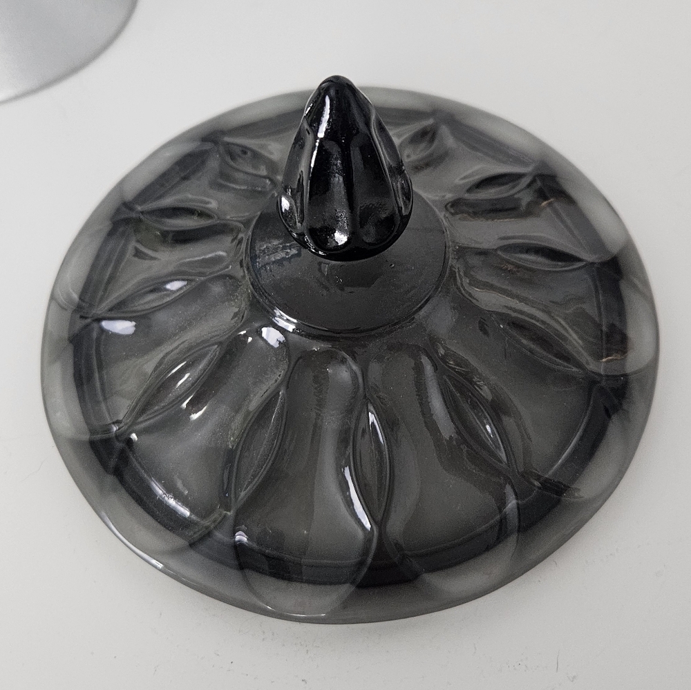 Anchor Hocking Fairfield Smoke Grey Lidded Candy Dish - Picture 8 of 9